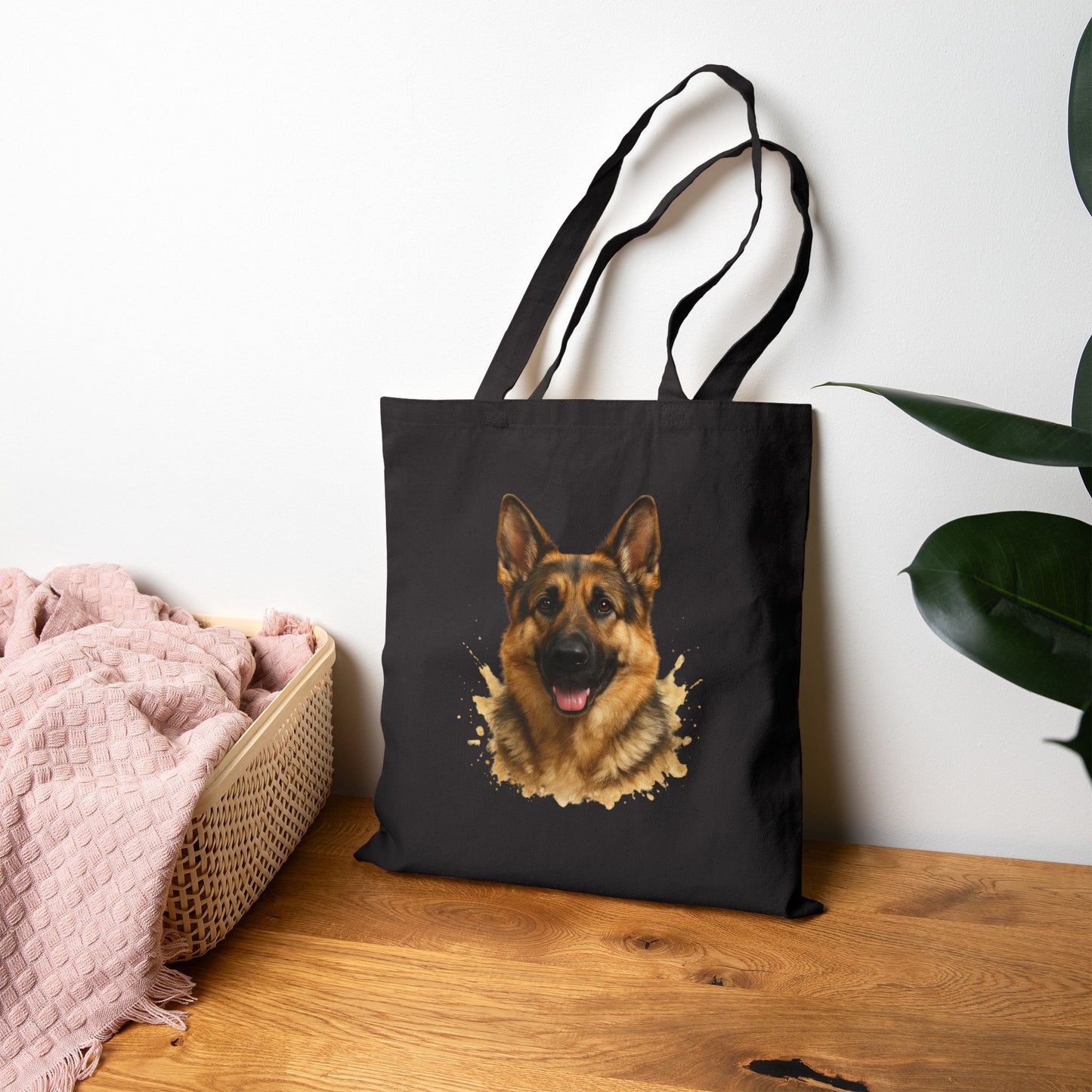 Personalized Shepherd Dog Tote Bag — Custom Name Cotton Canvas Tote