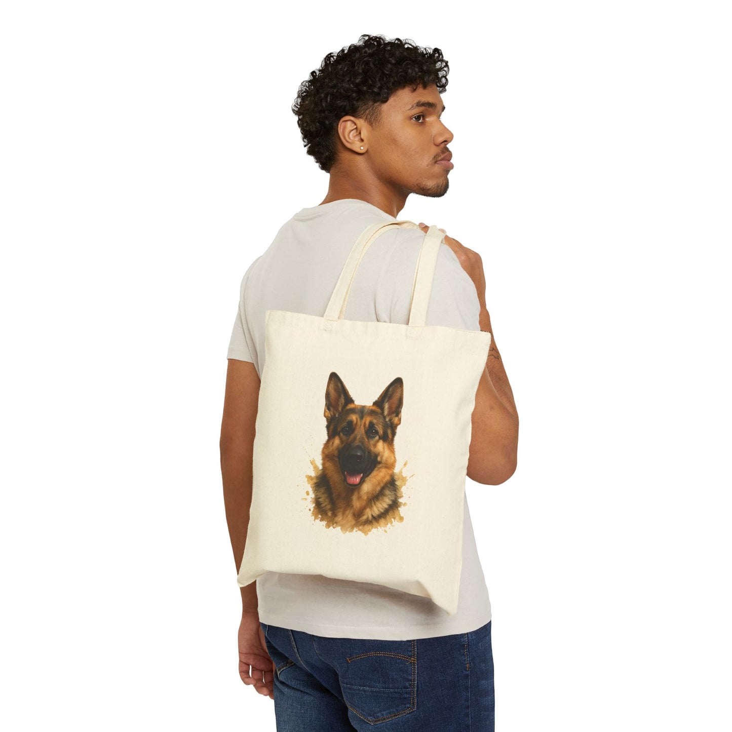 Personalized Shepherd Dog Tote Bag — Custom Name Cotton Canvas Tote
