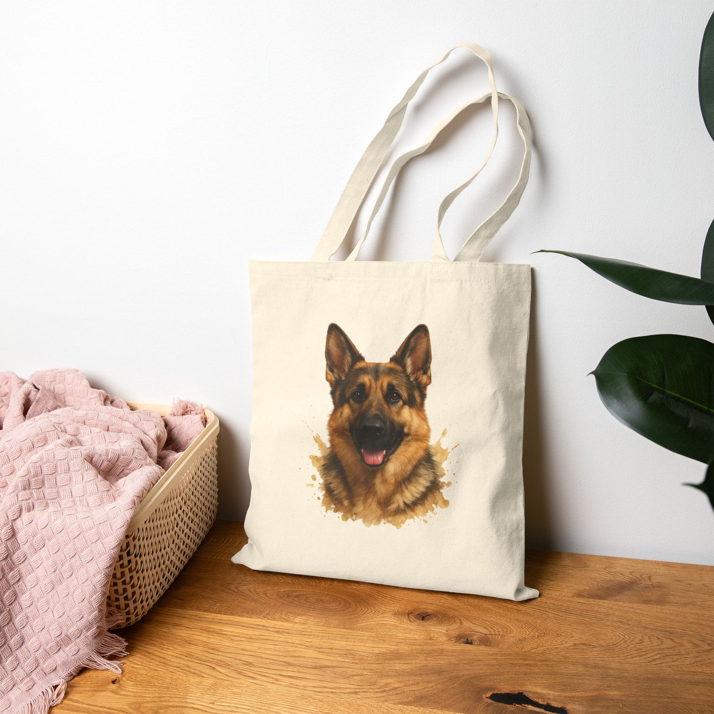 Personalized Shepherd Dog Tote Bag — Custom Name Cotton Canvas Tote