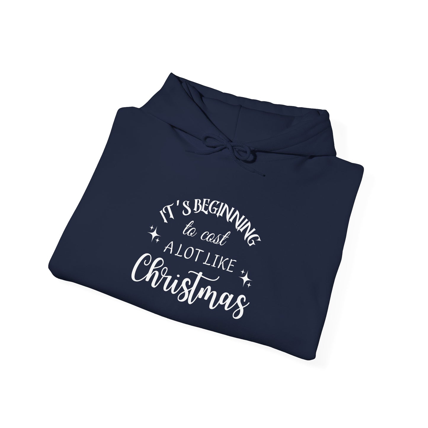 It's Beginning to Cost a Lot Like Christmas Hoodie — Funny Christmas Sweatshirt White Text