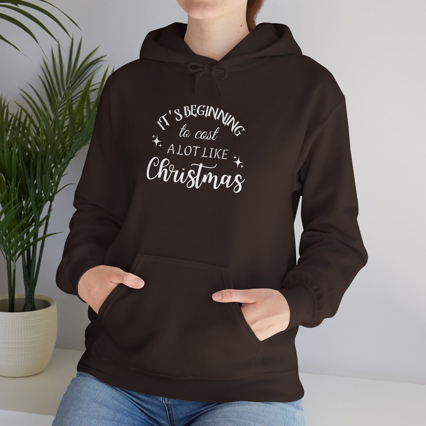 It's Beginning to Cost a Lot Like Christmas Hoodie — Funny Christmas Sweatshirt White Text