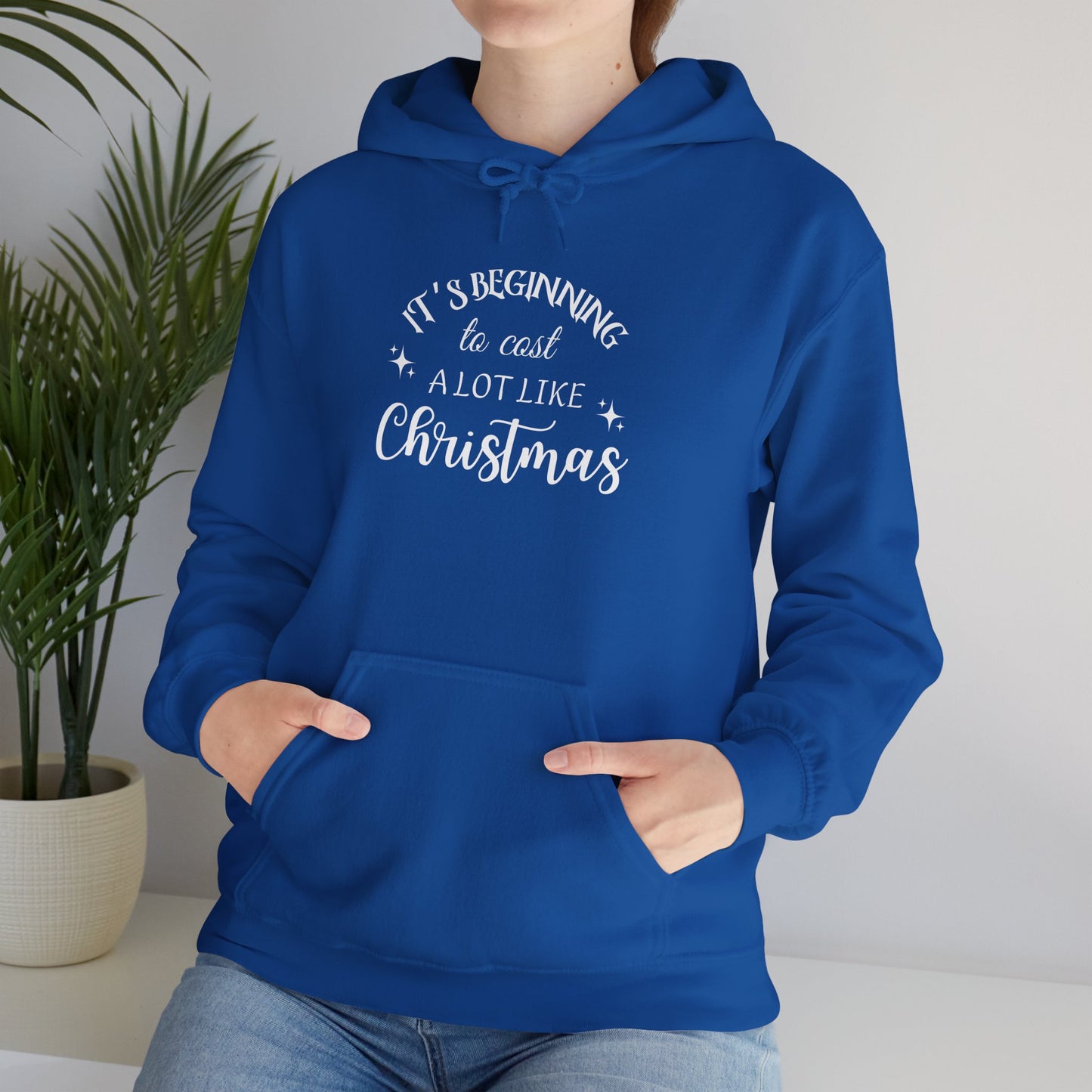 It's Beginning to Cost a Lot Like Christmas Hoodie — Funny Christmas Sweatshirt White Text
