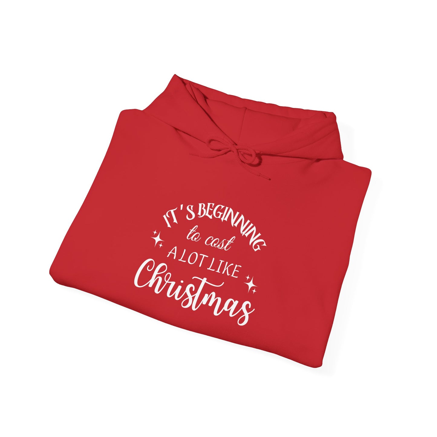 It's Beginning to Cost a Lot Like Christmas Hoodie — Funny Christmas Sweatshirt White Text