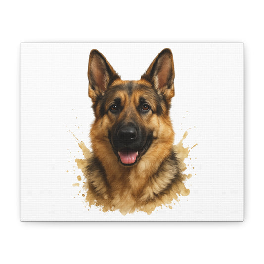 German Shepherd Portrait Matte Canvas — Stretched Wall Art