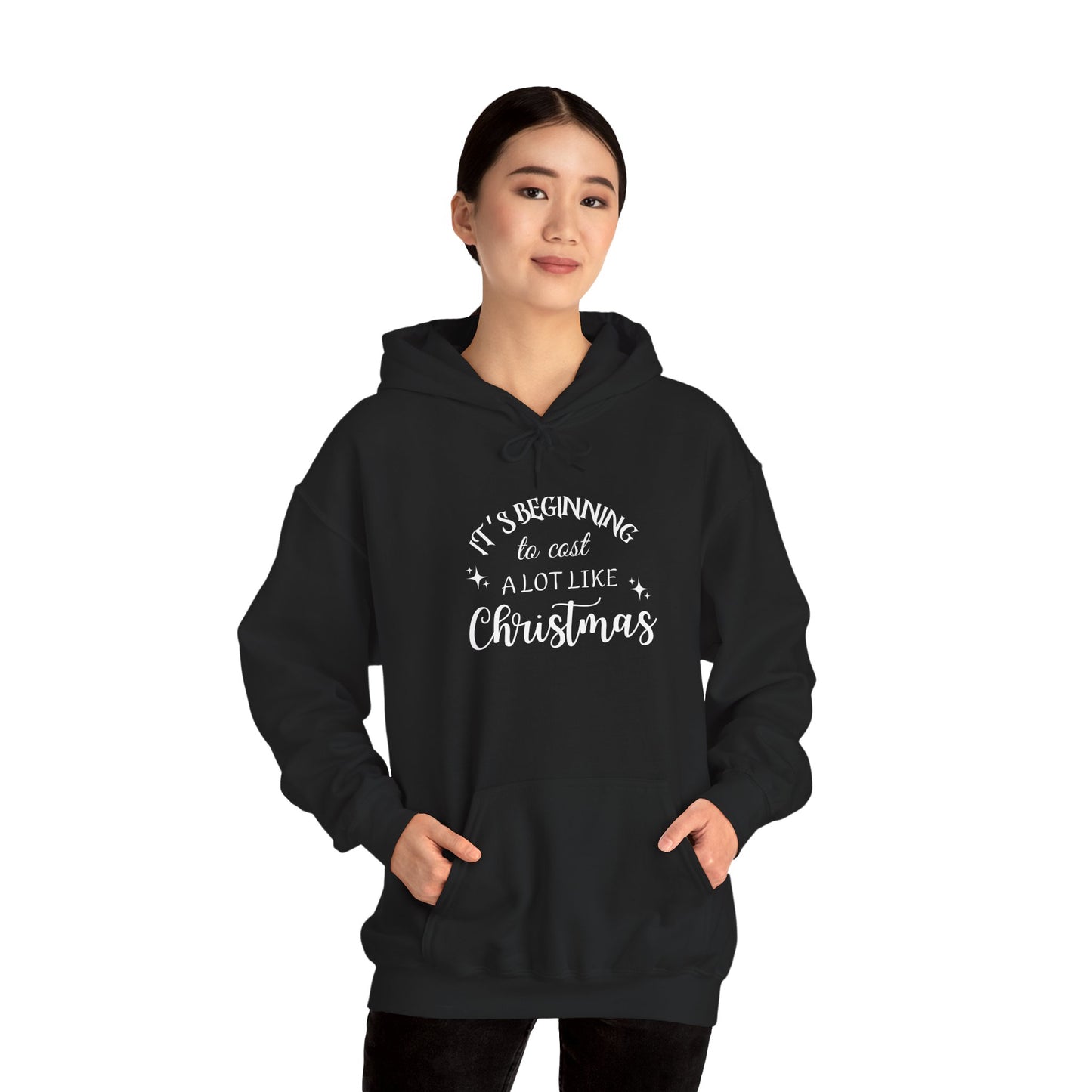 It's Beginning to Cost a Lot Like Christmas Hoodie — Funny Christmas Sweatshirt White Text