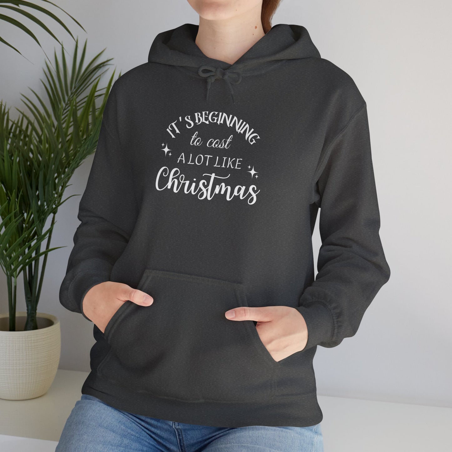 It's Beginning to Cost a Lot Like Christmas Hoodie — Funny Christmas Sweatshirt White Text