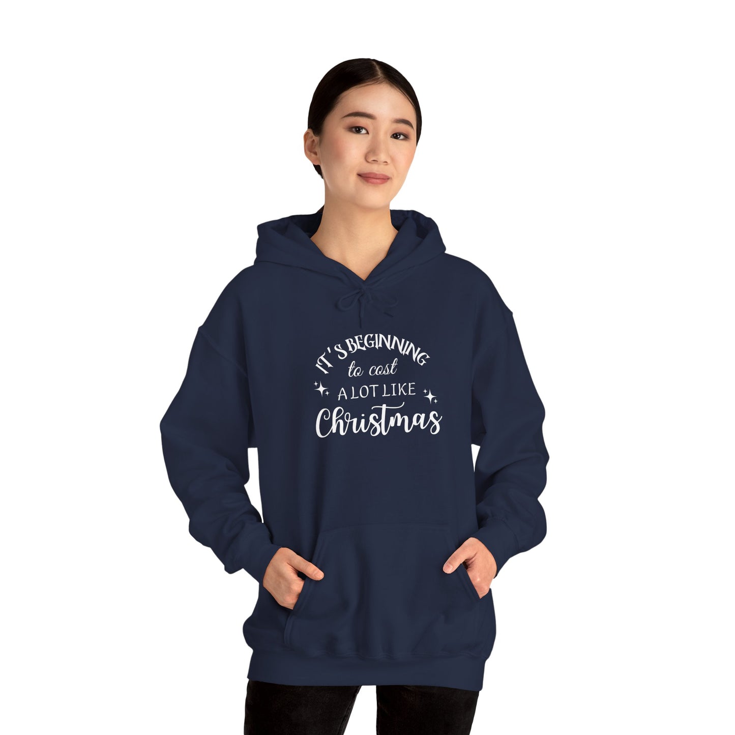 It's Beginning to Cost a Lot Like Christmas Hoodie — Funny Christmas Sweatshirt White Text